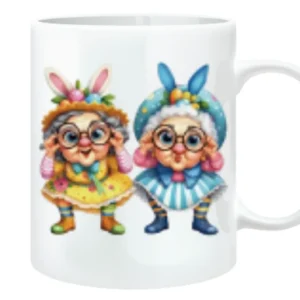 Granny with Bunny Ears and Flowers Mug